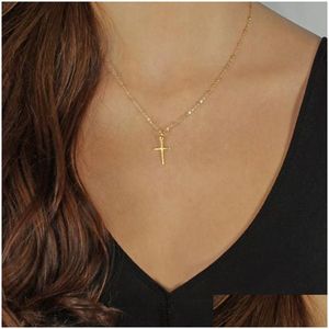 Collane con ciondolo La più nuova moda estiva Sier Collana con croce a catena Piccolo regalo di gioielli in oro Relius per le donne Penna di consegna di goccia all'ingrosso Dhfx0