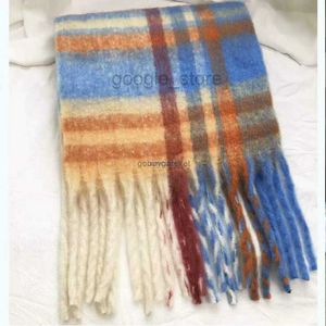 Halsdukar kontrastfärg AC Rainbow Plaid Scarf Womens Autumn and Winter Long Super Beautiful Matching Large Tassel Shawl Warmnc5o