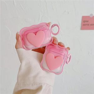Earphone Accessories 3D Cute Heart Case For Cover Fashion Headphones Cases 3 Charging Box With Keyring 230927