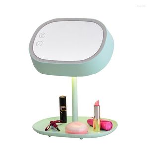 Table Lamps Woman Makeup Mirror Storage Face Led Light Adjustable Touch Dimmer USB Vanity Desk Cosmetic Mirrorw