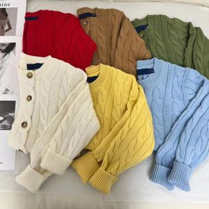 Tröja designer tröja kvinnor cardigan 6 stilar långärmad tröjor geometriska tryckta små hus famues cardigans höst vinter hålla varm röd blå gul