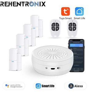 Sistemas de alarme Tuya RF Alarm Gateway Sensor de porta de janela Detector de água remoto Kits de sistema de alarme de segurança residencial inteligente funcionam com vida inteligente Alexa YQ230927
