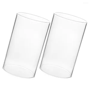Pendant Lamps 2 Pcs Windproof Lampshade Glass Cloche Cylinder Vase LED Desktop Holder Home Accessory Transparent Dome Mini Chandelier