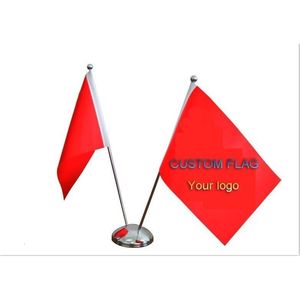 Other Event Party Supplies KAFNIK Double Pole Silver V-Style Table Desk Flag With Any 14*21cm Country Flags and Banners 230925