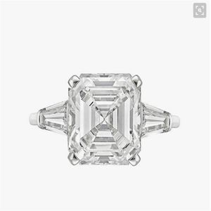 Ny Real 925 Sterling Silver Luxury Asscher Cut Diamond Wedding Engagement Ring For Women Silver Strålande Cut Ring Smycken N64231J