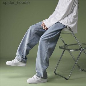 2023 Spring New Korean Trend Solid Jeans Men's Pants Loose Straight Fit Wide Leg Casual Pant Unisex Couples Y2k Trousers L230927