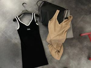 W101105 Women's round neck one-piece designer dress brand high Sleeveless quality Cotton skirts tank dress