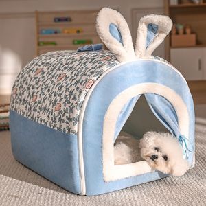 kennels pens Dog House Cozy Cave Washable Cat Handheld Tent Bed Enclosed Litter Box Four Seasons With Soft Cushion Warm For Medium Baby Nest 230926