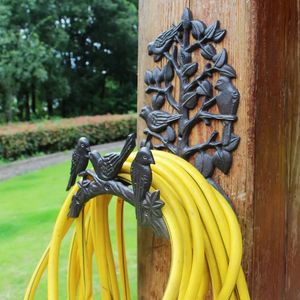 Garden Decorations Heavy Duty Cast Iron Hose Holder Yard Decorative Birds Wall Mounted Butler Water Pipe Holds 230921