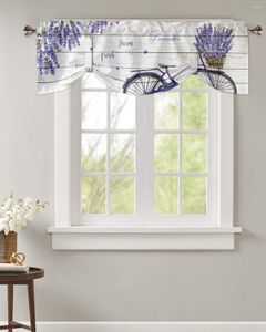 Vorhang im pastoralen Stil, Lavendel, lila Blume, Fahrrad, Fenster, Küchenschrank, Kaffee, zum Binden, Volant, Stangentasche