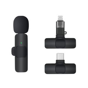 Microfone de lapela sem fio K9 para iPhone Plug and Play, YouTube Facebook Video Live Mini microfone de redução de ruído inteligente 2 peças