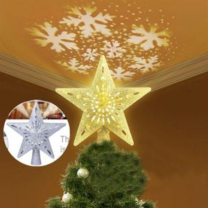 Christmas Light LED Night Light Meteor Five-pointed Star Lamp Tree Topper Decor EU USA UK Plug 220V For Xmas Atmosphere Lighting298J