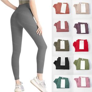 Kvinnor hög midja Lululemen Womens Yoga Quick Dry Sports Gym Tights Ladies Pants tränar Fiess Wear Running Leggings Athletic Byxor Size