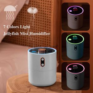 Umidificadores 450ML Jellyfish Ultrasonic USB Air Umidificador Cool 7 Cores Led Light Volcano Aroma Difusor Atomizador Mist Maker Fogger para Home YQ230927