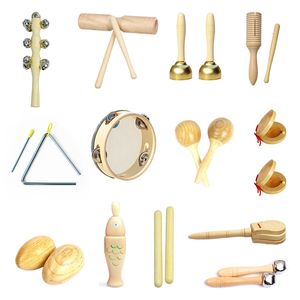 Learning Toys Toddlers Music Toys Set Castanet Sand Hammer Tambourine Triangle Double Ringer Orff Percussion Instrument sätter Montessori Toys 230926