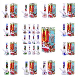 manufacture Christmas gift box Hookah beaker Glass Bong water pipes dab rig catcher thick material for smoking 10" bongs