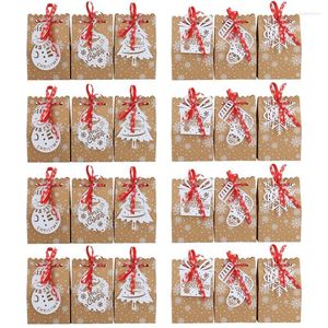Świąteczne dekoracje papierowe torby na prezent 24PCS Kraft Party Favor owijanie wakacyjne zaopatrzenie na ciasteczka