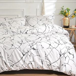 Conjuntos de cama Conjunto preto e branco para cama de casal sabanas cama matrimonial QueenKing Consolador Conjuntos de edredão único com fronha 230927