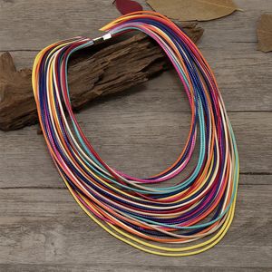 Chokers Trend Vintage Jewelry Accessories Colorful Multi Layer Leather Rope Pendants Collar Statement Choker Necklace for Women 230927