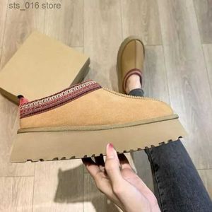 Suede Women Flats Shoes Platform Warm Causal Slippers 2022 Nya Autumn Winter Snow Boots päls rund tå slingback mujer za 001c