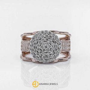 Kamieniki z grubym zespołem MMR-395 Rose Gold Exclusive ręcznie robione przyjęcie ślubne lub pierścienie 24K Gold Slatted Klejnoty Anarka