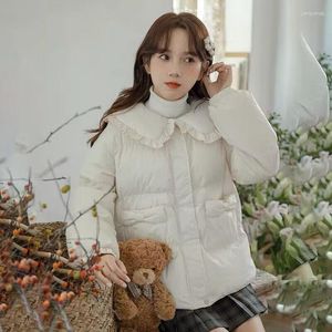 Kadın trençkotları kış tarzı pamuklu ceket kısa yuvarlak boyunlu versiyon gevşek sevimli öğrenci