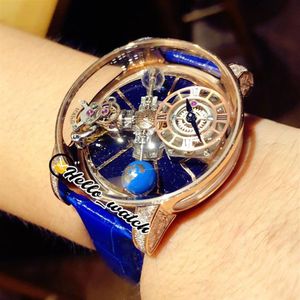 2021 TWF Часы с вращающимся циферблатом CR7 EPIC X CHRONO Астрономические украшения Турбийон Скелет Швейцарские кварцевые мужские часы Розовое золото Dia245E