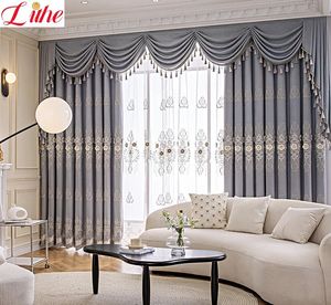 Cortina europeia cortinas para sala de estar jantar highend luxo janela bordado fio quarto villa valance decoração venda 230927