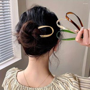 Hair Clips Vintage U-shape Acrylic Hairpins For Women Fashion Simple Geometric Headwear Accessories