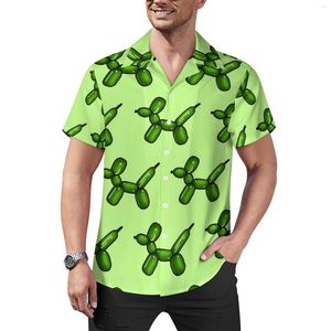 Men's Casual Shirts Green Balloon Animal Loose Shirt Men Vacation Fun Dog Hawaii Graphic Short Sleeve Fashion Oversized Blouses