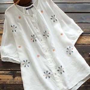 여자 폴로 패션 패션 자수 꽃 상단 셔츠 여름 짧은 슬리브 중립 캐주얼 버튼 느슨한 피팅 폴로 셔츠