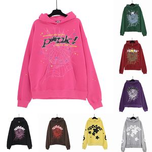 Erkek Hoodies Sweatshirts Spder Hoodie Erkek Kadın Hip Hop Örümcek Baskı Kazançası Kapüşonlu Pembe Siyah T