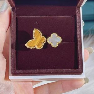 Mode Love Sweet Clover Butterfly Designer Band Rings For Women of Pearl Sweet Charm Elegant Ring Wedding Jewelry