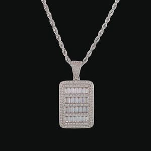 New Bling Cage Dog Tag Necklace & Pendant Men's Hip Hop Jewelry Steel Rope Chain Gold Color Full Cubic Zircon For Gift237l