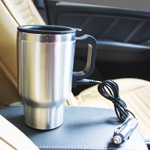 Mugs 450ML 12V Vehicle Heating Cup Car Stainless Steel Water Kettle Coffee Heated Mug Accessories 230927