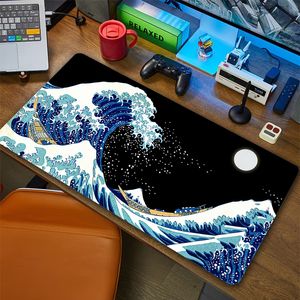 Mouse Pads Wrist Rests Black and White Desk Mat Gaming Pad Large Mousepad Gamer PC Accessories XXL Computer Keyboard Deskpad Anime Run 230927