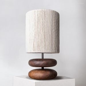 Lampade da tavolo Lampada da atmosfera giapponese creativa in legno di noce per soggiorno, studio, camera da letto, comodino