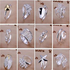 new Arrive 925 silver jewelry 50pcs lot Charming Women girls finge rings Multi Styles Rings Mix size & mix order 1761261y