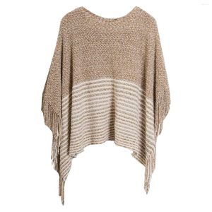 Women's Sweaters Winter Sweater Women Knitted Poncho O Neck Ladies Scarf Tassel Decor Thick Warm And Pullovers Loose Capes