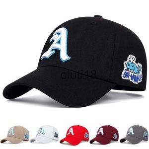 Bollmössor Fashion Gothic Letter A Side Whale Brodery Baseball Caps Spring and Autumn Outdoor Justerbara Casual Hats Sunscreen Hat X0927