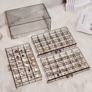 Jewelry Boxes Fashionable Three Layers Box Transparent Black Large Capacity Plastic Storage Women'S Jewerly 230926