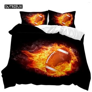 Bedding Sets Football Duvet Cover Set With Fire Youth Sports Teens Double Queen King Size Polyester Qulit