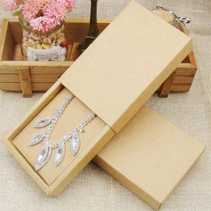 ギフトラップ48pcs 4 5 3 15 1 0inch Kraft Paper Jewelry Display Boxカスタム印刷ネックレスペンダントイヤリングパッケージCardboard1267G