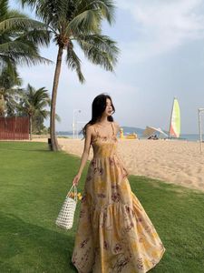 Casual Dresses Women Floral Printed BodyCon Party Beach Vacation Maxi Dress 2023 Summer Clothes Korean Robe Bandage Halter O-Neck Ladies