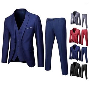 Men's Suits Fashion Men Blazers 3 Pieces Sets Wedding Formal Dress Elegant Business Luxury Full Vest Pants Coats Slim Classic Jackets