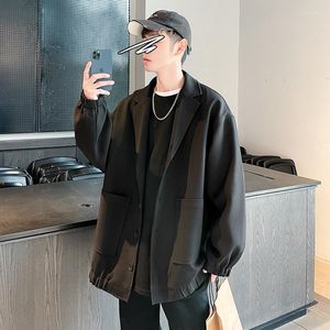 Men's Trench Coats Korean Fashion Loose Fitting Suit Coat Casual Jacket Harajuku Collar Solid Color Streetwear Male Outwear