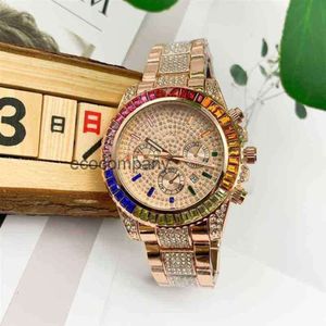 Relógio de pulso multifuncional masculino daytonass relógio cronógrafo luxo designer pequenos relógios arco-íris banda aço moda feminina tendência ey05