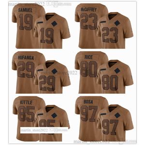 2023 Salute to Service Limited Jersey 19 Deebo Samuel 23 Christian McCaffrey 29 Talanoa Hufanga 85 George Kittle 97 Nick Bosa 80 Jerry Rice 13 Brock Purdy Fred Warner