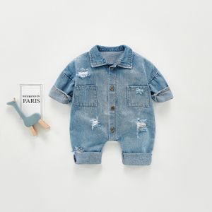 Strampler Frühling und Herbst geborene Kleinkinder Jungen und Mädchen Cowboy Strampler Loch Musselin Strampler Kinder Onepiece Mode Babykleidung 230926