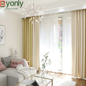 Curtain Modern Color Blocking Princess Style Nordic Ins Simple Children's Room Curtains for Living Dining Bedroom 230927